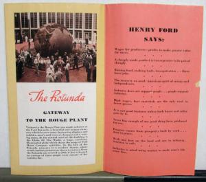 1940 Ford Rouge Plant Souvenir Brochure Rotunda Henry Ford Quotes