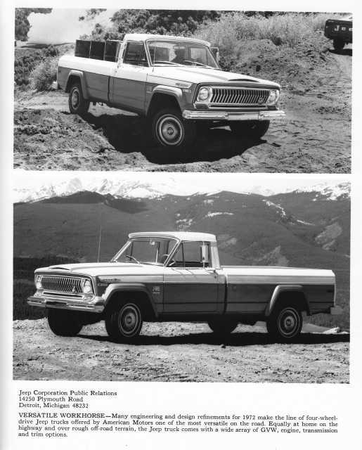 1972 Jeep J-4000 Pickup Truck Press Photo 0052