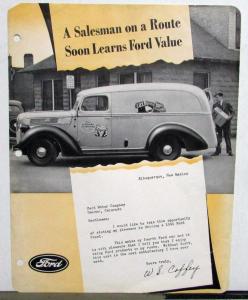 1941 Ford Panel Testimony Salesman Sheet Original