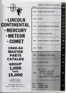 1960-1964 Lincoln Mercury Master Parts Book Catalog - 3 Volume Set