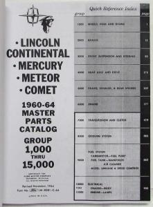 1960-1964 Lincoln Mercury Master Parts Book Catalog - 3 Volume Set