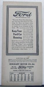 1920 Ford Model T Calendar Art Prints Set Sergeant Motor Co Rochester NY