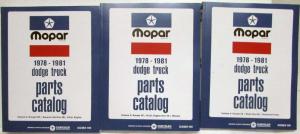 1978-1981 Dodge Lt Duty Truck Mopar Parts Book Catalog - 3 Volume Set