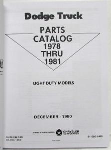 1978-1981 Dodge Lt Duty Truck Mopar Parts Book Catalog - 3 Volume Set