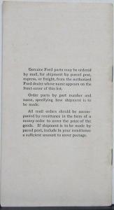 1924 Ford Model T Price List of Parts & Accessories 1909 Thru 1924 Models Orig
