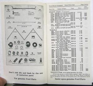 1924 Ford Model T Price List of Parts & Accessories 1909 Thru 1924 Models Orig