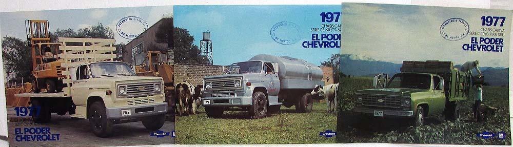 1977 Chevrolet Spec Sheets Lot of 3 - CS-60 and C-30 Series - Spanish Text