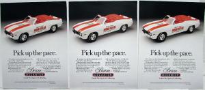 1969 Chevrolet Camaro Indy 500 Pace Car Jim Beam Decanter Ad Sheet - Set of 3