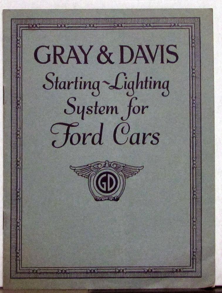 Vintage Ford Model T Gray & Davis Starting Lighting System Cars Sales Brochure