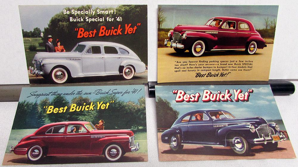 1941 Buick Dealer Original Post Cards Models Special Super Set of 4