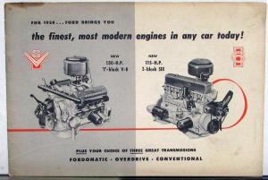 1954 Ford Y Block V8 I Block 6 Fordomatic Overdrive Conventional Sales Brochure