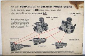 1954 Ford Y Block V8 I Block 6 Fordomatic Overdrive Conventional Sales Brochure