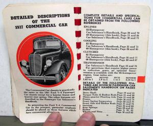 1937 Ford Trucks Dealer Salesmans Truck & Commercial Car Handbook Data Book Orig