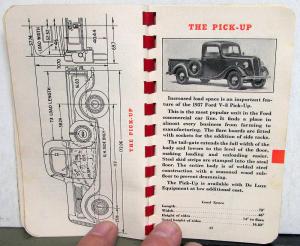 1937 Ford Trucks Dealer Salesmans Truck & Commercial Car Handbook Data Book Orig