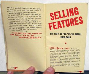 1937 Pontiac Dealer Used Car Sales Manual Data Book Features Of 32-36 All Makes