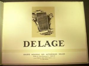 Original 1938 Delage French Text Dealer Prestige Sales Brochure DI-12 D6 D8 Rare