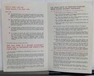 1954 Ford Cars Competition Comparison Guide DEALER ITEM Brochure & Folder