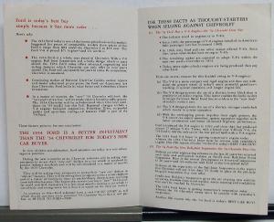 1954 Ford Cars Competition Comparison Guide DEALER ITEM Brochure & Folder