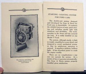 Vintage Gray & Davis Starter for the Ford & Lamp Spot Light Sales Brochure Orig