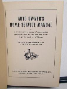 Auto Owners Home Service Manual Popular Science Publication 1942 Edition