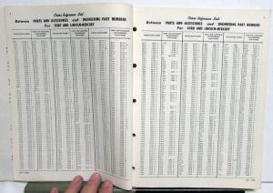 1959-1962 Ford Lincoln Mercury Parts & Accessories Numbers Cross Reference List