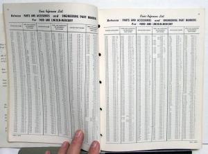 1959-1962 Ford Lincoln Mercury Parts & Accessories Numbers Cross Reference List