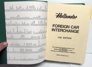 1949-1988 Foreign Car Hollander Parts Interchange Book Car Truck VW Mercedes BMW