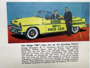 1954 Dodge News Vol 19 No 4 Dodge Wins Mobilgas Economy Run Indy 500 Pace Car