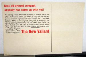 1963 Valiant Dealer Postcard New Model Introduction Promotional Chrysler Sales