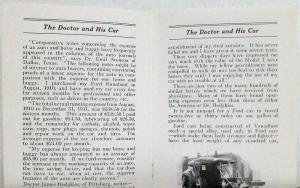 1913-1914 ? Ford Model T The Doctor and His Car Sales Brochure Reproduced