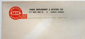 1940s ? Massey Harris Tractor Dealer Labeled Envelopes Park Implement Oakley KS