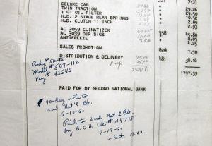 1960 Studebaker Dealer Invoice Truck 5E7-12-T6 Options Price Holloway Bucyrus Oh