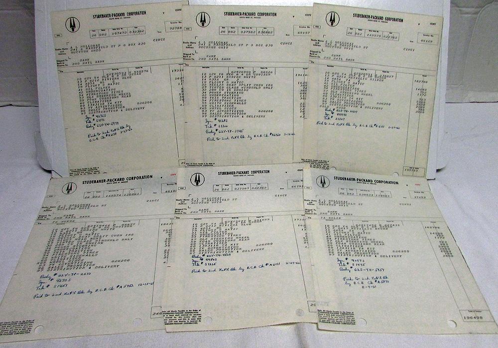 1962 Studebaker Dealer Invoices Car Set Of 26 Options Price Holloway