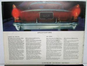 1958 Chrysler New Yorker Saratoga Windsor Color Sales Brochure Oversized