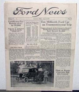 1924 Ford News 6/15/24 Model T Employee Paper