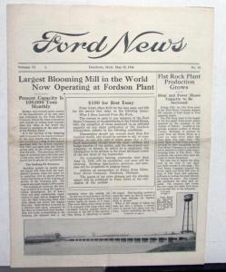 1926 Ford News 5/15/26 Model T Employee Paper