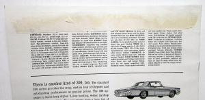 1963 Chrysler 300J Firepower 413 V8 Sales Brochure W/Envelope