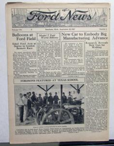 1927 Ford News 9/22/27 Model T Employee Paper
