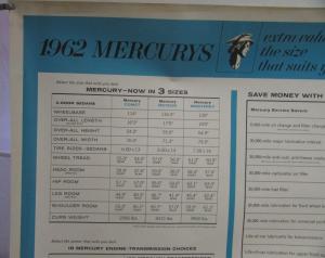 1962 Mercury Dealer Showroom Poster Features & Specs Comet Meteor Monterey