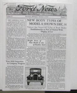 1930 Ford News 1/2/30 Model A Employee Paper COPY