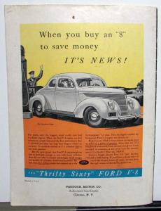 1938 Ford News March Issue Lincoln Zephyr & Thrifty Sixty Ford V8 ADs Original