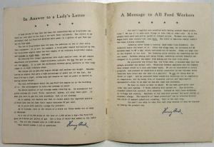 1933 The Henry Ford Letters - Series of Personal Messages on Ford Car & Business