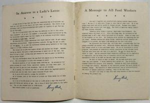 1933 The Henry Ford Letters - Series of Personal Messages on Ford Car & Business