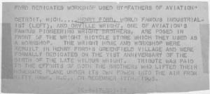 1938 Ford Dedicates Workshop Press Photo and Release 0613 - Fathers of Aviation