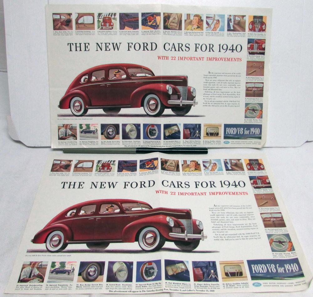 1940 Ford V8 Four Door Sedan 22 Important Improvements Large Ad Proof