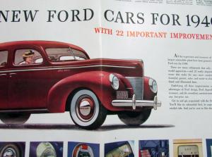 1940 Ford V8 Four Door Sedan 22 Important Improvements Large Ad Proof