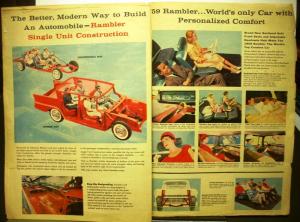 1959 Rambler Six Rebel V8 Ambassador V8 Oversized Sales Brochure Mailer Original