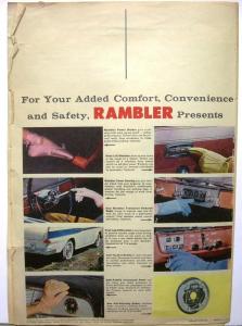 1959 Rambler Six Rebel V8 Ambassador V8 Oversized Sales Brochure Mailer Original