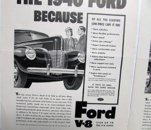 1940 Ford V8 Leading Low Priced Car Ad Proof