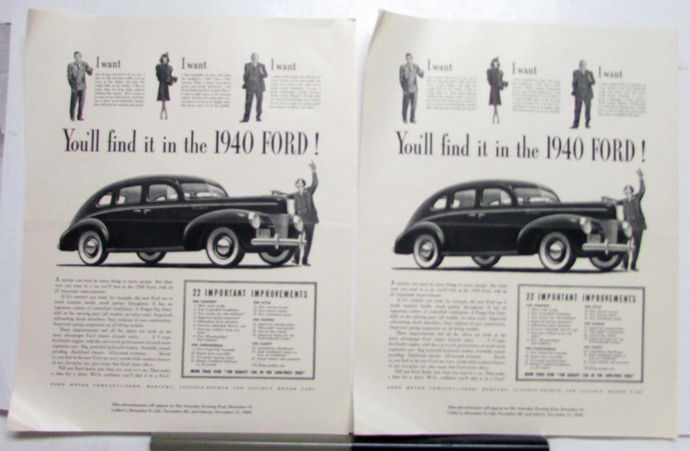 1940 Ford V8 Sedan You'll Find It In The '40 Ford! Ad Proof